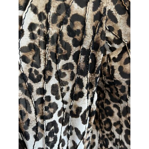 Peck & Peck Women's XL Leopard Cheetah Print Sheer Mesh Blazer Jacket - Picture 6 of 7